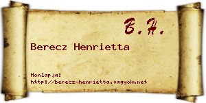 Berecz Henrietta névjegykártya